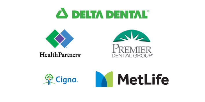 insurance-logos Delta Dental, Health Partners, Premier Dental Group, Cigna, MetLife Logos